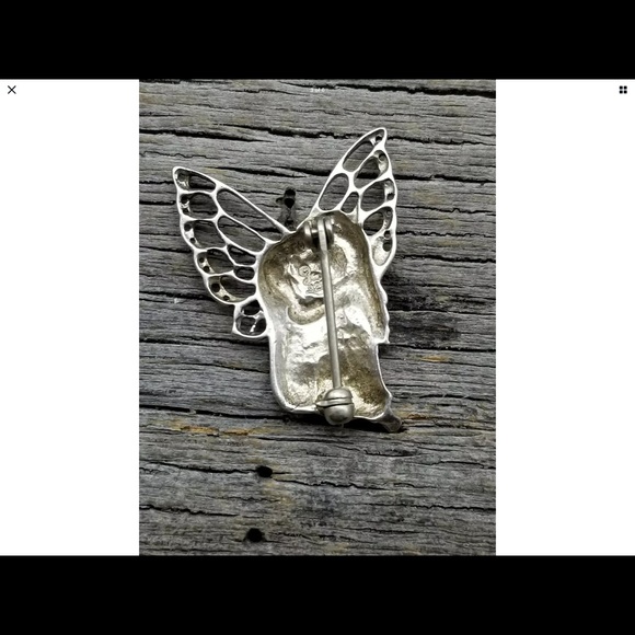 Vintage 925 stamped fairy sitting angel broach - Picture 3 of 6